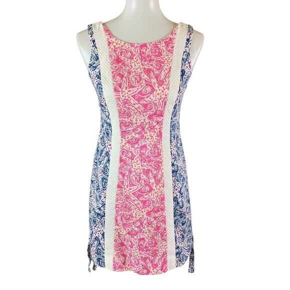 Lilly Pulitzer Delia Indigo Star Crush Print Vintage Dobby Shift Dress 2 - Picture 2 of 6